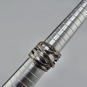 Sterling Silver Ring 925 SIGNED Size 6.5  Vintage Israel Hammered Abstract